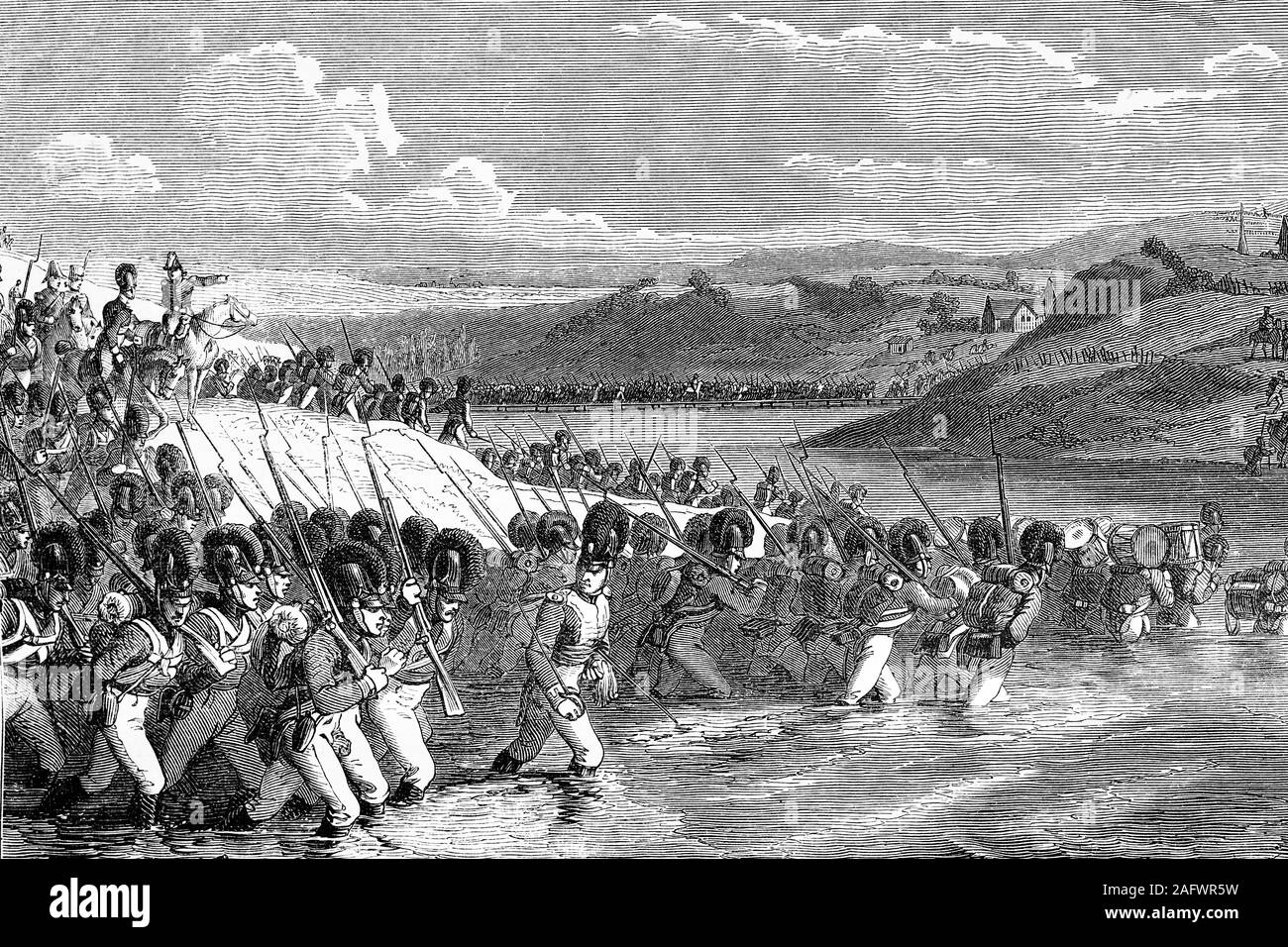 Battle of Bautzen. War of the sixth coalition. 20th-21th may 1813. French victory. Antique illustration. 1890. Stock Photo