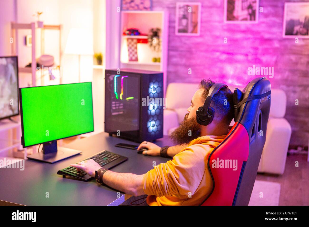 Premium Photo  Child plays a video game on the pc computer screen school  study online learning concept gamer play computer games neon lighting