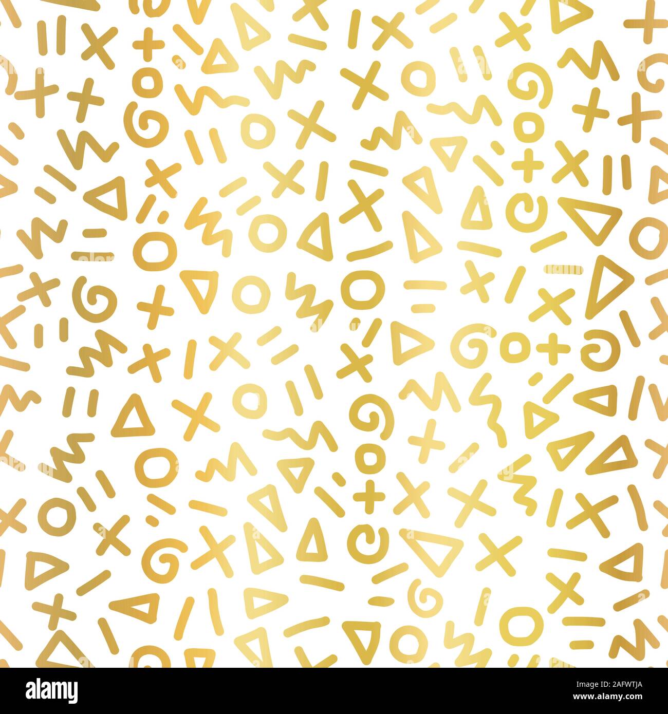 Geometric gold foil seamless vector pattern. Hand drawn golden doodle ...