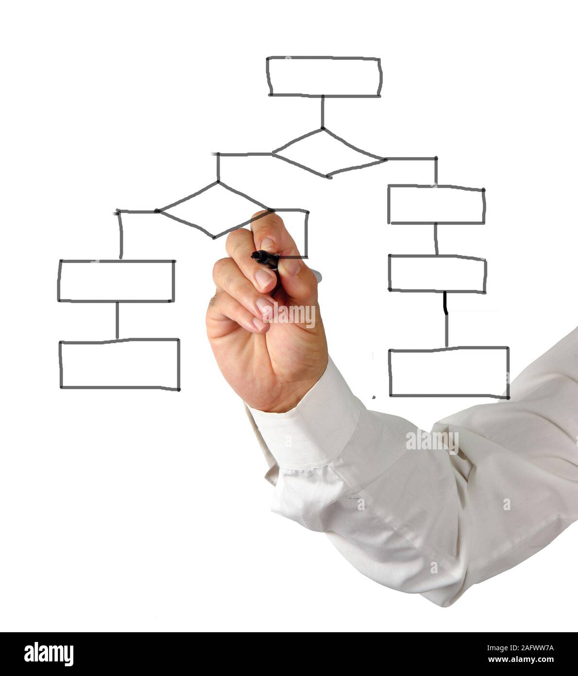 Man drawing flow diagram Stock Photo - Alamy