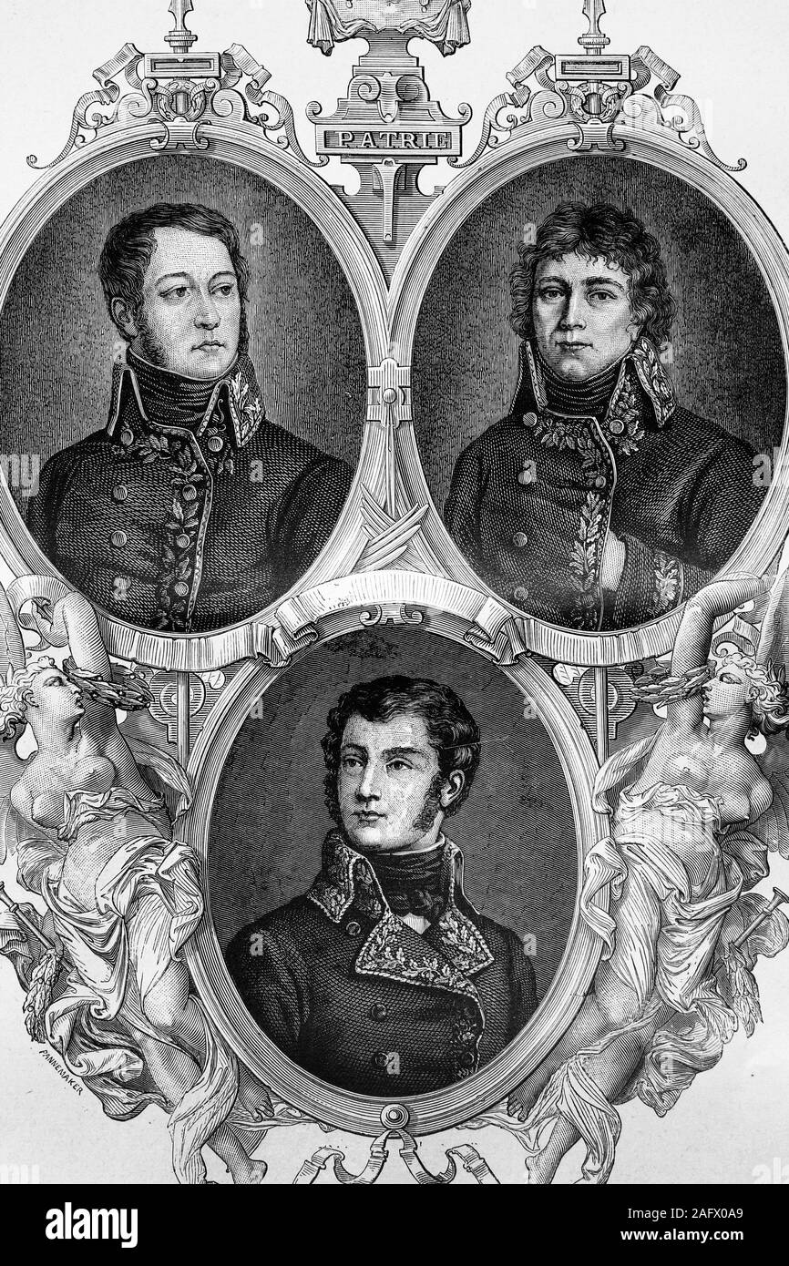 Left: General Jean Rapp, French revolutionary wars. 1771-1821. Right: Antoine-François Andreossy, comte, diplomat, general, parliamentarian, 1761-1828 Stock Photo
