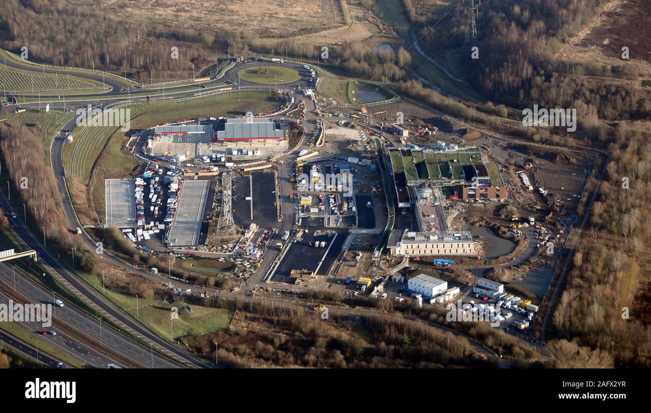 aerial view of Leeds Skelton Lake Services Extra M1 J45 under