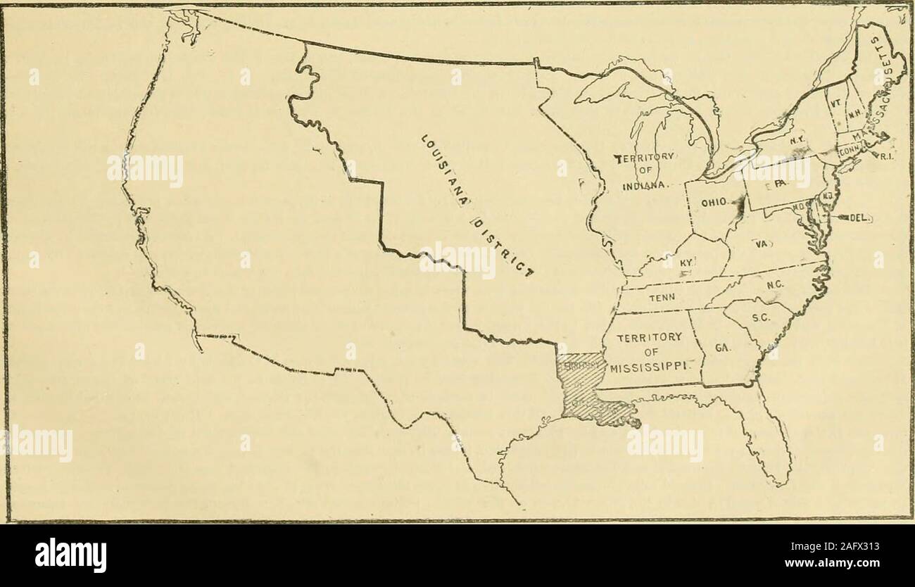 . Territorial expansion of the United States. The additions made to the territory of the thirteen colonies and its transformation into territories and states. No. 7.—1803. Louisiana Pdechase Added to the Terkitoby op the United States, more than DotTBLiNO its Land Area.. No. 8.—1804. Territory of Orleans Formed from Southern Part of the Louisiana Purchase and the Remainder Designated as Louisiana District. 980 TEEEITOEIAL EXPANSION OP THE UNITED STATES. [September, HISTORICAIj sketch of the state of TEXAS. The Erench and Spanish contended for the territory now known as Texas in the early perio Stock Photo