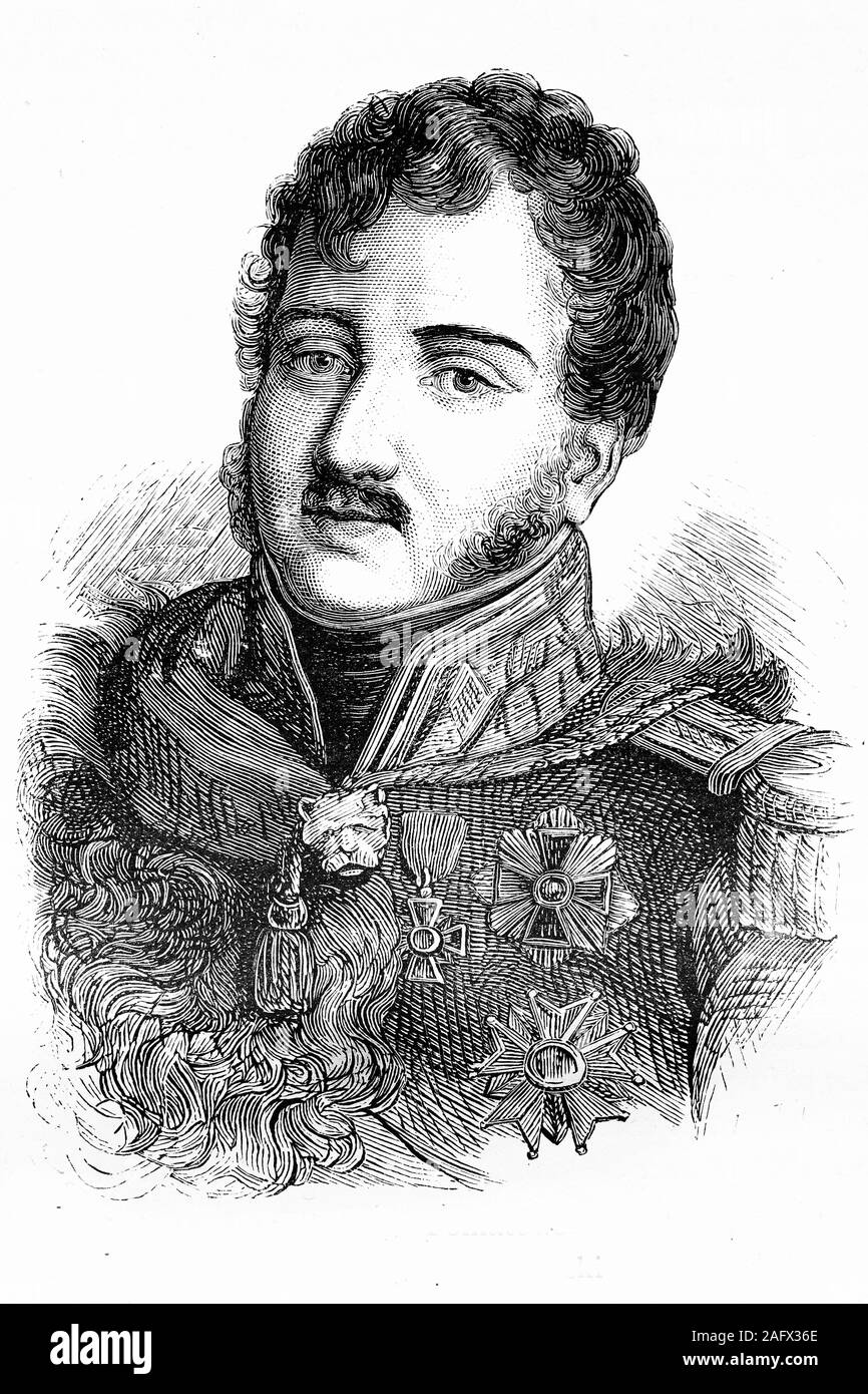 Prince Jozef Poniatowski, Marshal of the empire. General of Napoleonic wars. 1763-1813. Antique illustration. 1890. Stock Photo