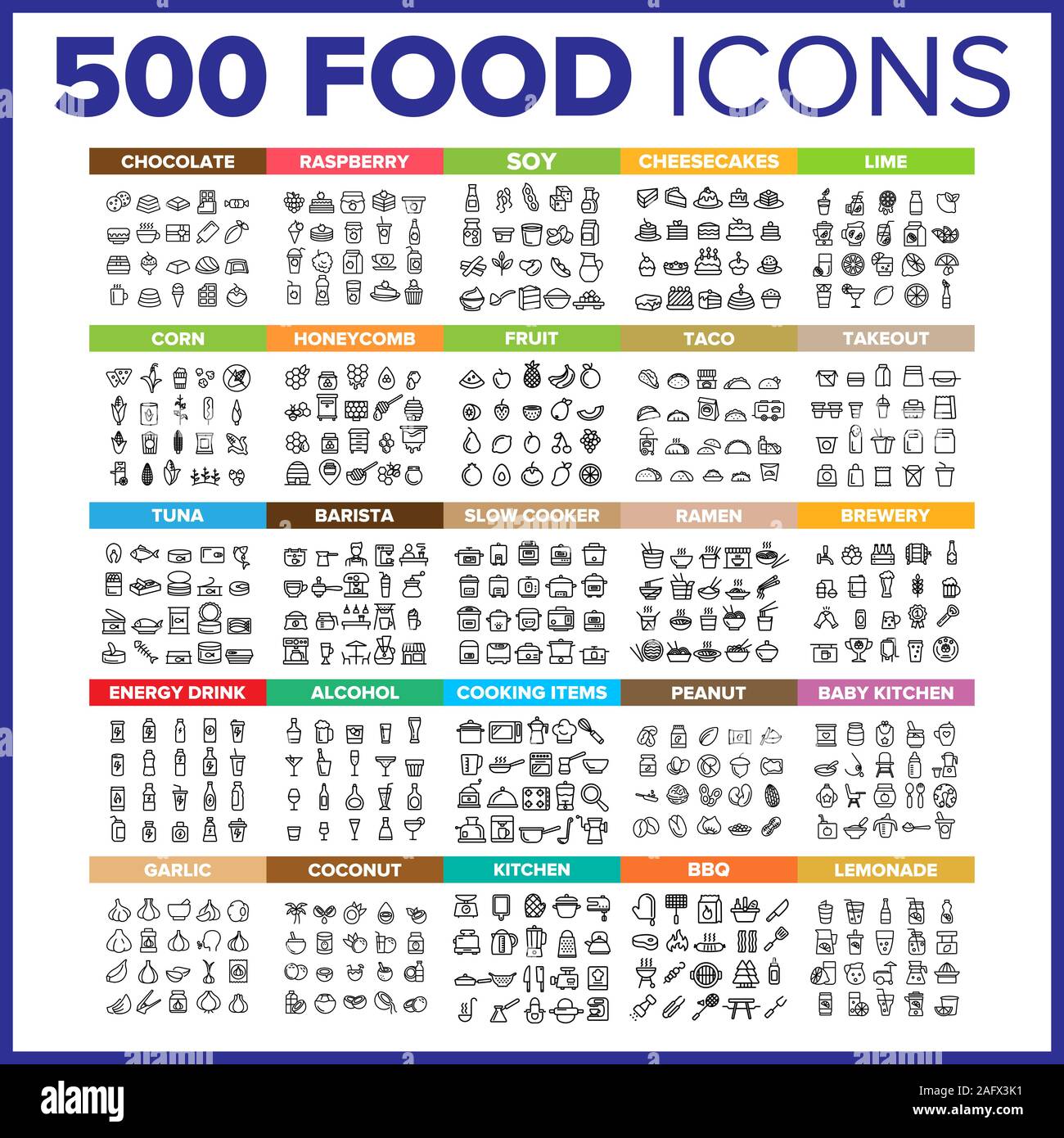 Food Icon Thin Line Big Set Vector Stock Vector Image & Art - Alamy