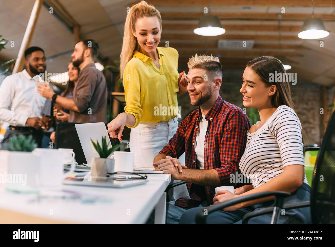 Diverse group colleagues analyzing hi-res stock photography and images ...
