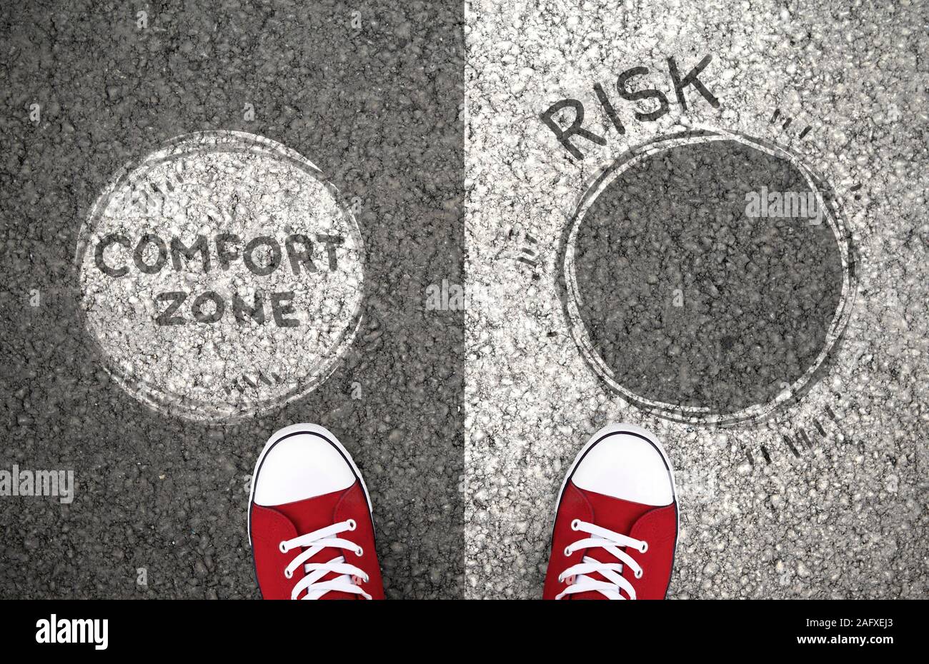 Stay in your comfort zone or risk Stock Photo