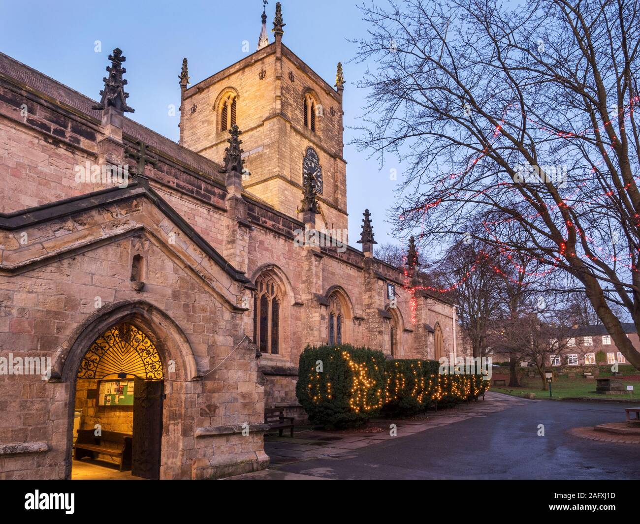St Johns Parish Church at Christmas Knaresborough North Yorkshire England Stock Photo