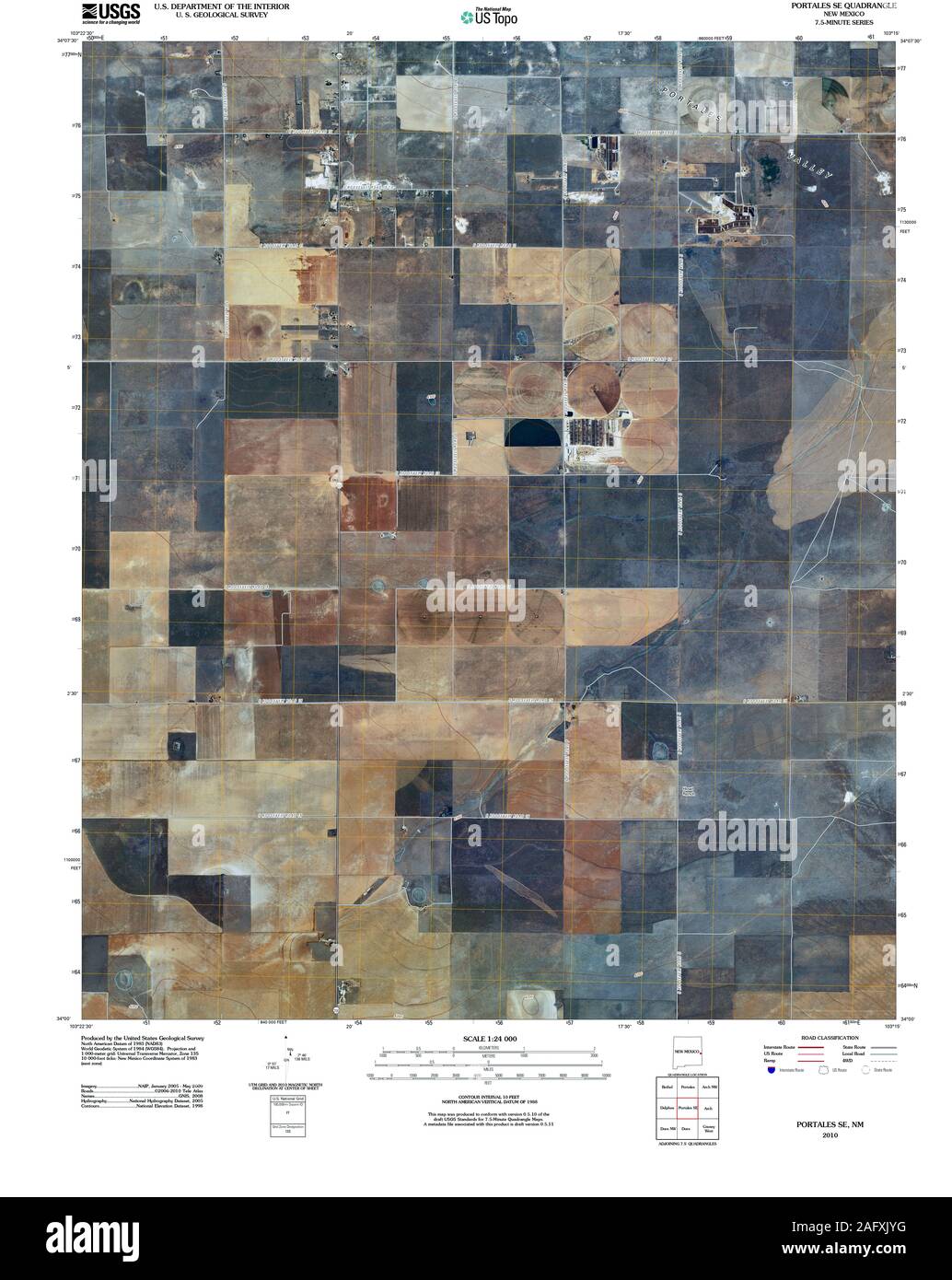 USGS TOPO Map New Mexico NM Portales SE 20100914 TM Restoration Stock