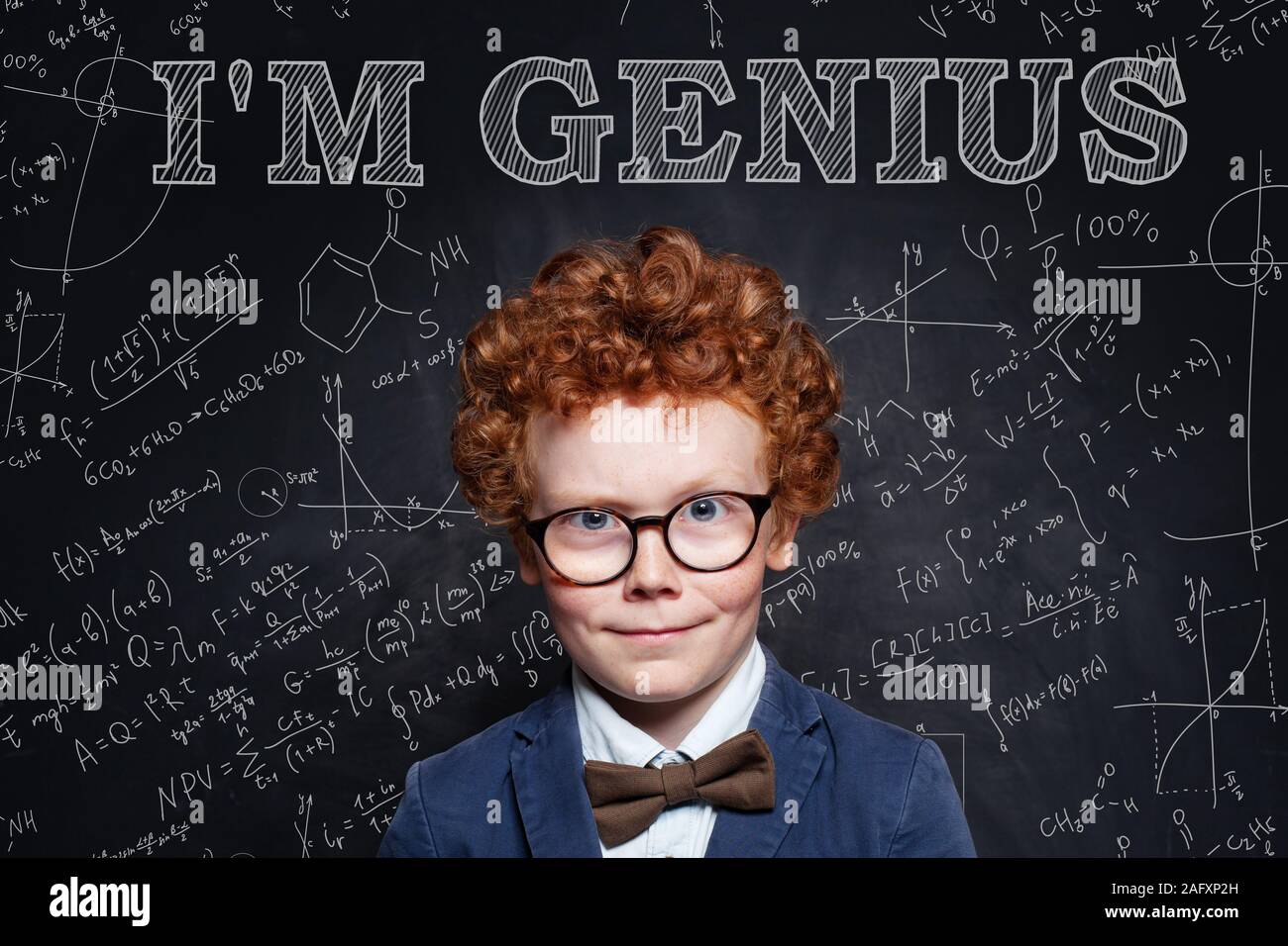 Successful genius child student. Early development concept Stock Photo