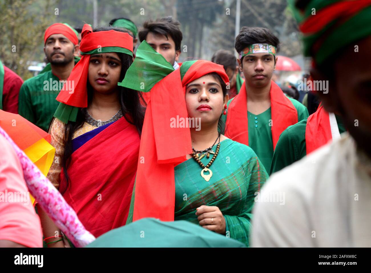 Bangladeshi people participate in a rally during the Victory Day