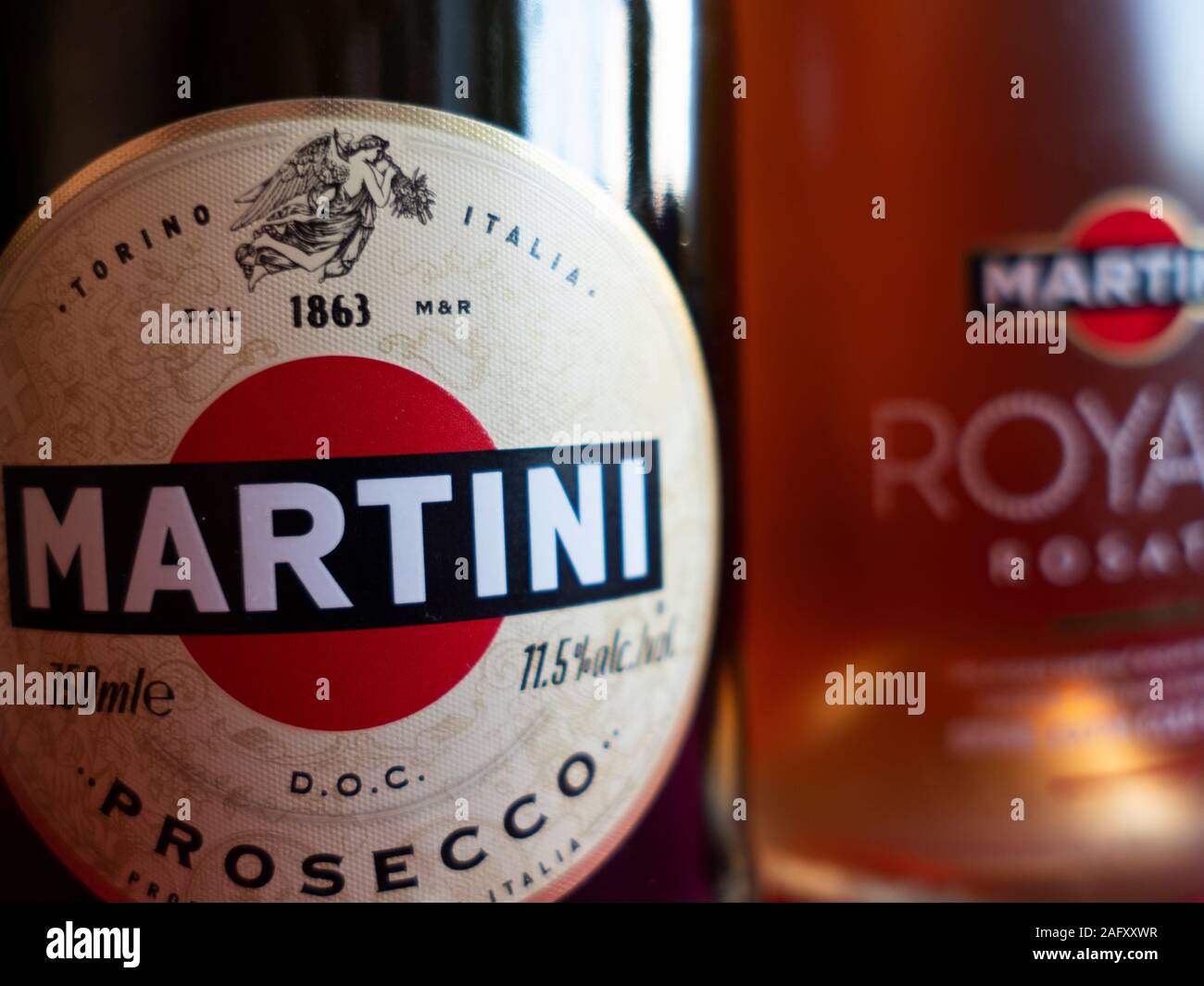 close-up of bottle of Martinii Prosecco Stock Photo