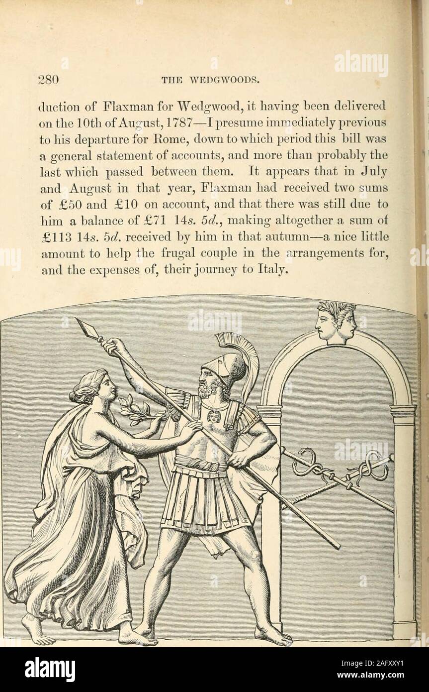 . The Wedgwoods: being a life of Josiah Wedgwood; with notices of his works and their productions, memoirs of the Wedgwood and other families, and a history of the early potteries of Staffordshire. HE QUEEN OF PORTUGAL. KING OF SYTEDEN. DR. EVCUAN. THE WEDGWOODS. (luction of Flaxman for Wedgwood, it having been deliveredon the 10th of August, 1787—I presume immediately previousto his departure for Rome, down to which period this bill wasa general statement of accounts, and more than probably thelast which passed between them. It appears that in Julyand August in that year, Flaxman had received Stock Photo