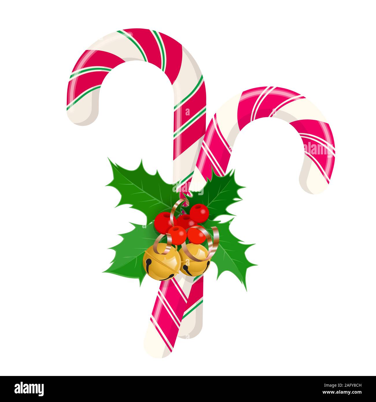 Christmas candy cane decorated with a bow and holly Stock Vector by  ©jara3000 4067747