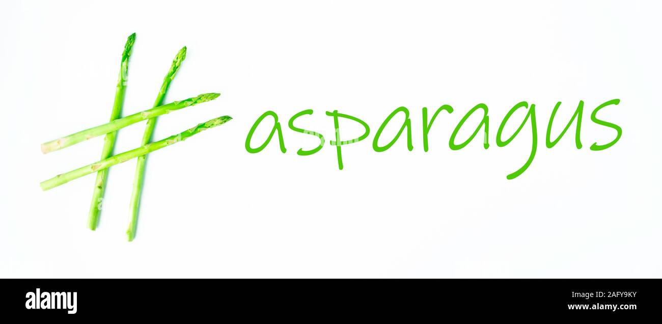conceptual idea, hashtag made of asparagus, healthy food, green food, hashtag health. Stock Photo