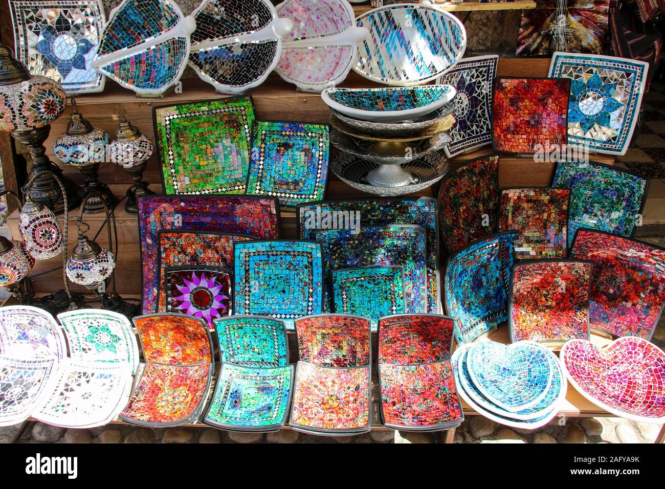 Colorful Mosaic Decorative Plates In The Old Town Of Mostar In
