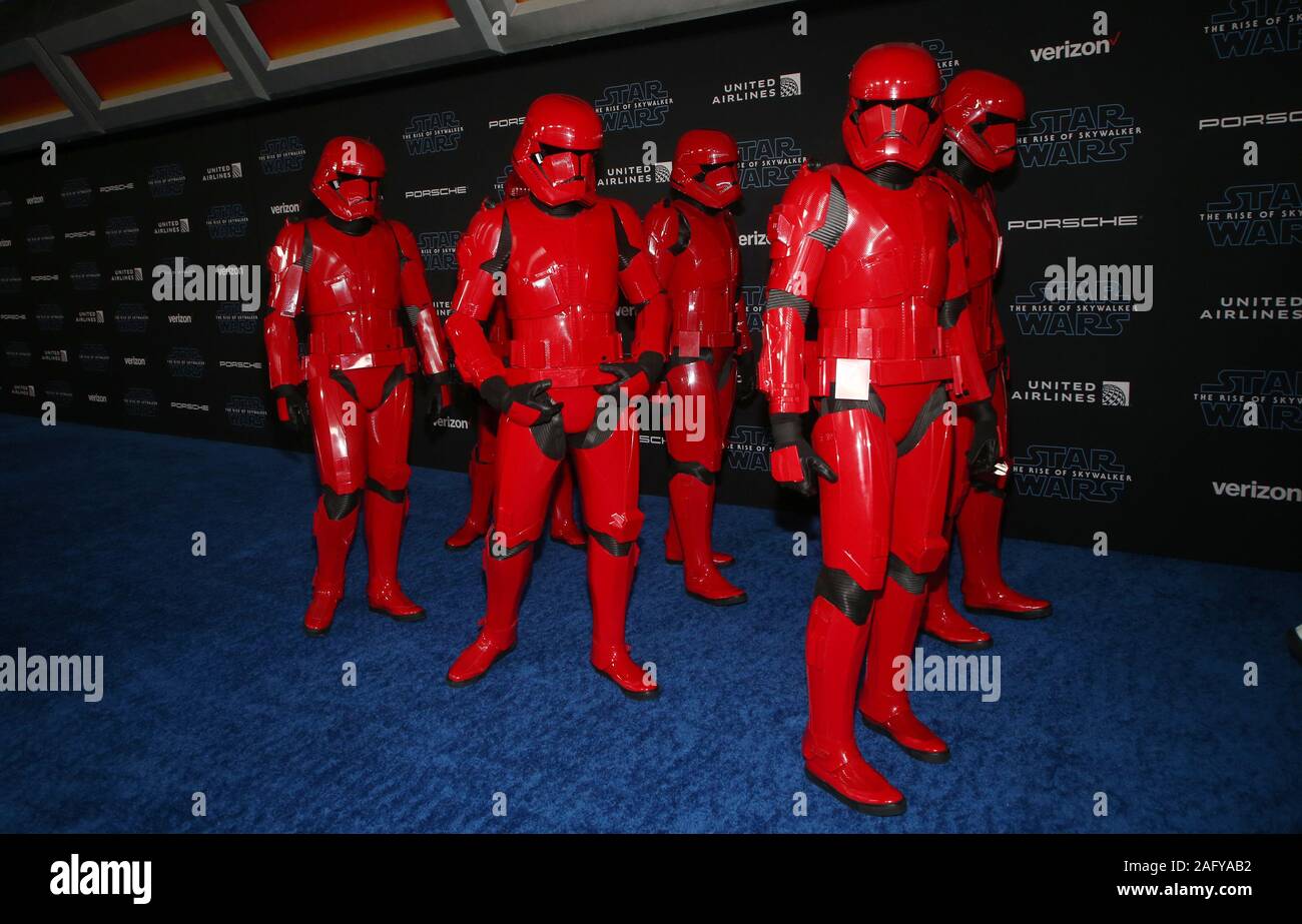 HOLLYWOOD, CA - DECEMBER 16: Stormtroopers, at the Premiere Of Disney's 'Star Wars: The Rise Of Skywalker' at the El Capitan theatre in Hollywood, California on December 16, 2019. Credit: Faye Sadou/MediaPunch Stock Photo