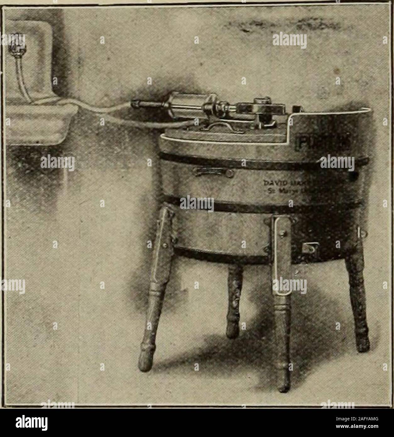 Hardware merchandising August-October 1912. MAXWELL ELECTRIC WASHERAND  WRINGER. The first Canadian-made electric- ma-chine. Has been thoroughly  tried out,and is simple, practical and not liableto get out of order.  Driven by a