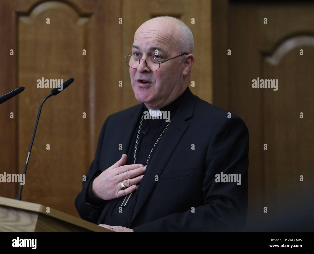 The new Archbishop of York Stephen Cottrell at Convocation Hall inside Church House Westminster, London. PA Photo. Picture date: Tuesday December 17, 2019. See PA story RELIGION York. Photo credit should read: Yui Mok/PA Wire Stock Photo