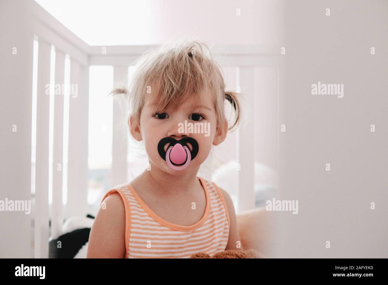 two year old wakes up grumpy Stock Photo - Alamy