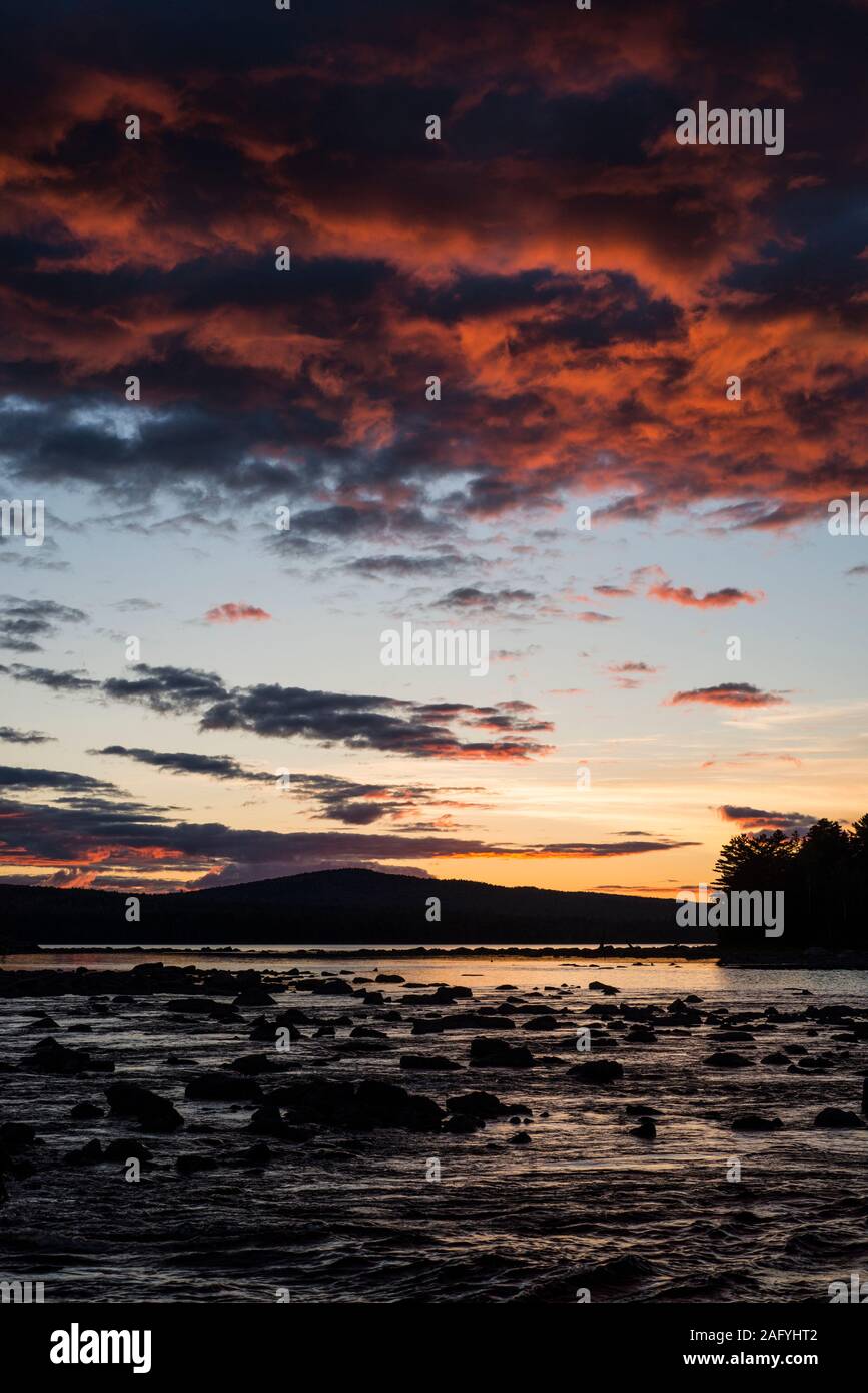 Sunset over Upper Richardson Lake, Maine Stock Photo Alamy