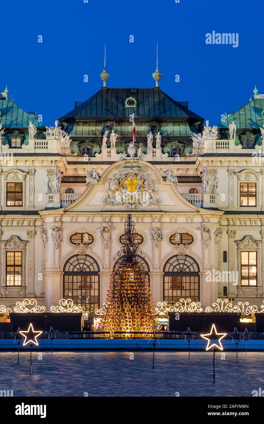 Christmas lights, Upper Belvedere Palace, Vienna, Austria Stock Photo