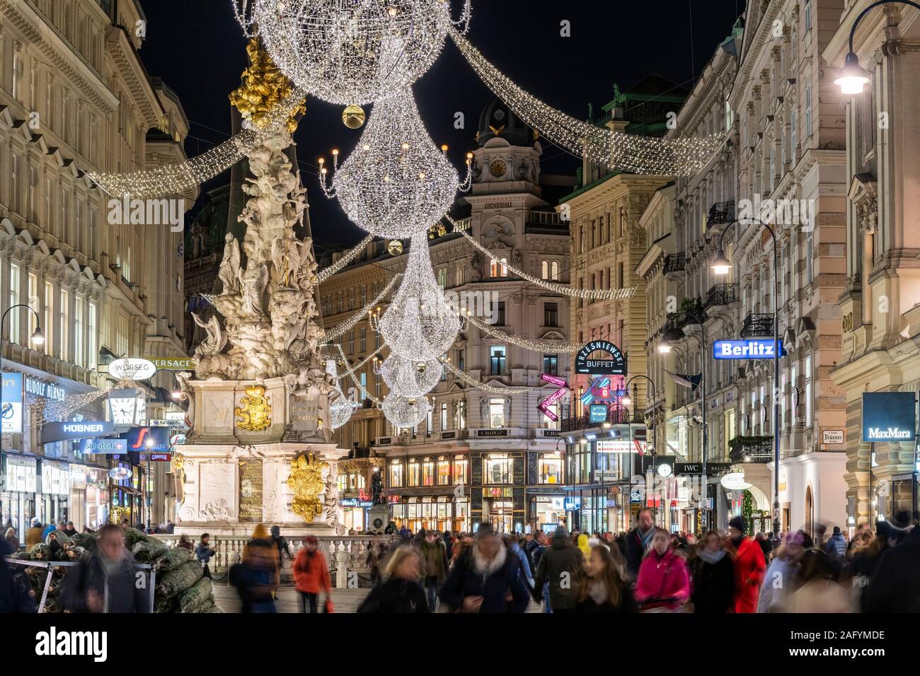 Christmas lights, Graben pedestrian street, Vienna, Austria Stock Photo