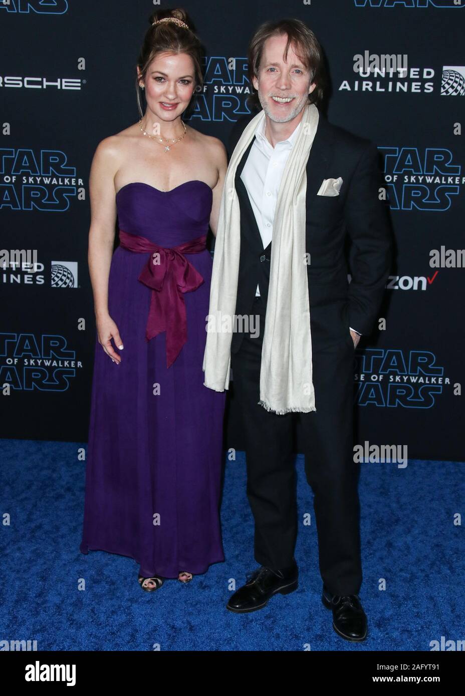 HOLLYWOOD, LOS ANGELES, CALIFORNIA, USA - DECEMBER 16: Catherine Taber and James Arnold Taylor arrive at the World Premiere Of Disney's 'Star Wars: The Rise Of Skywalker' held at the El Capitan Theatre on December 16, 2019 in Hollywood, Los Angeles, California, United States. (Photo by Xavier Collin/Image Press Agency) Stock Photo