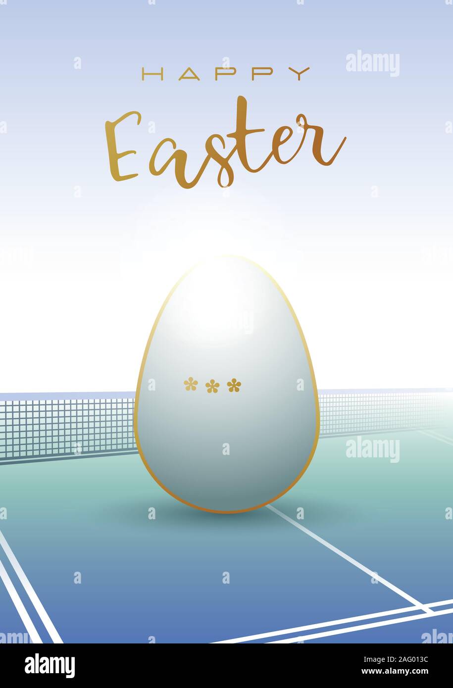 Happy Easter. Sports greeting card. Realistic Ping Pong ball in the