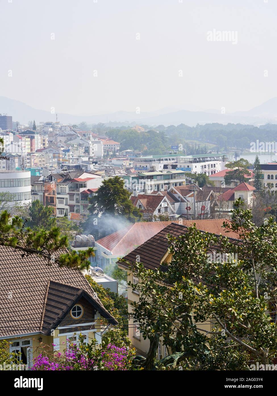 Da Lat city rooftops in the daytime Stock Photo