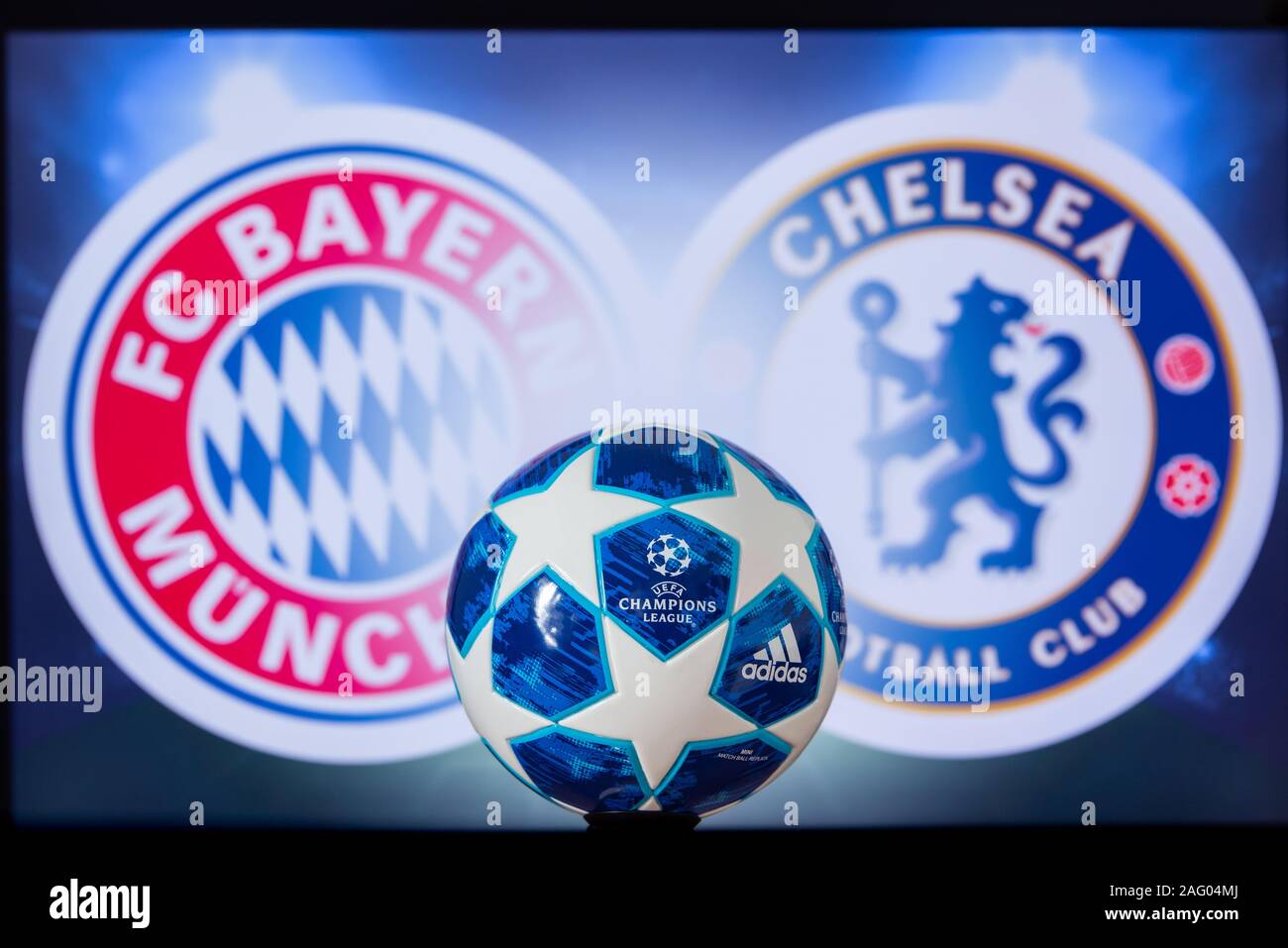 UEFA Champions League 2020, Round of 16 UCL football, Knockout stage,  playoff, Official Adidas soccer ball 2020 Stock Photo - Alamy