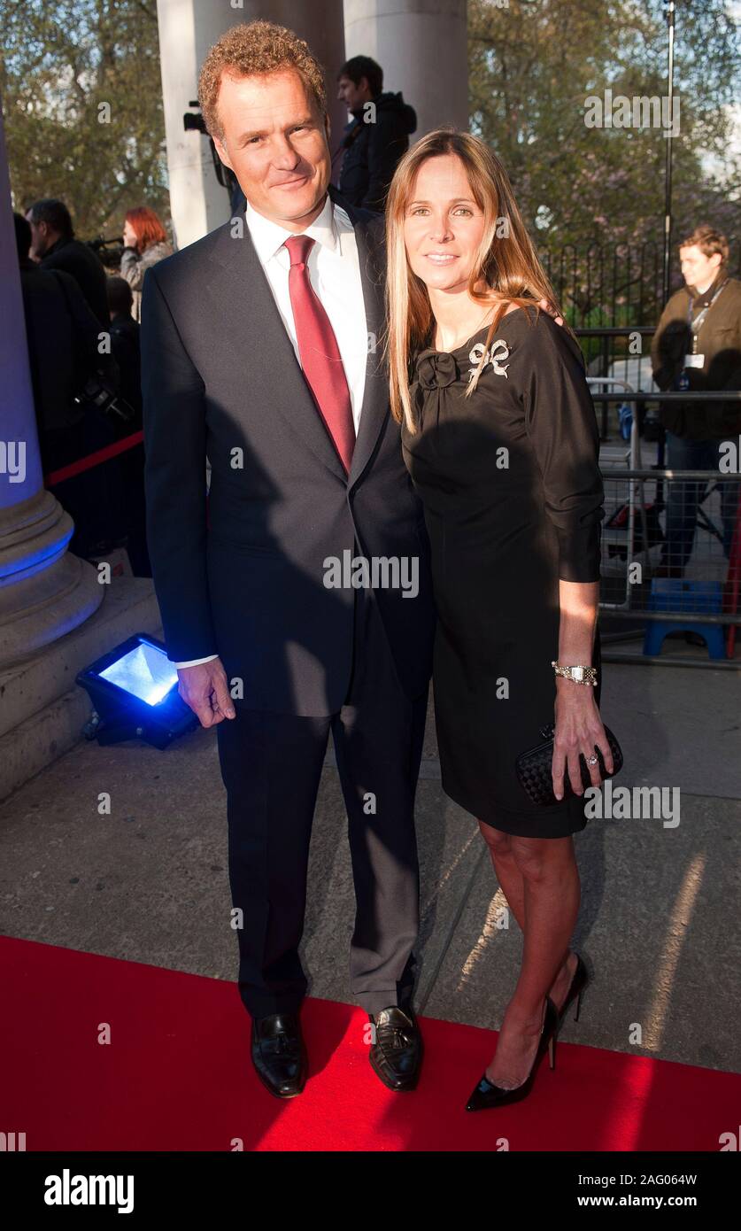 Viscount and Viscountess Rothermere waiting the arrival of The Duke and Duchess of Cambridge
