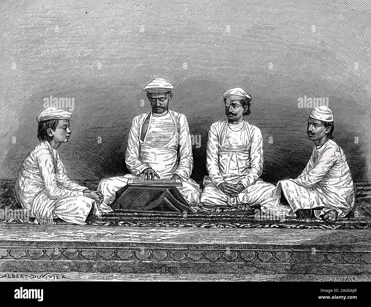 Bengal Brahmins, India  /  Bengal Brahmanen, Indien, Reproduction of an original print from the 19th century, digital improved / Reproduktion einer Vorlage aus dem 19. Jahrhundert, digital verbessert Stock Photo