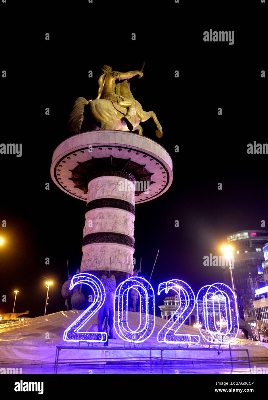 SKOPJE, MACEDONIA - DECEMBER 11,2019:Christmas and New Year decoraton