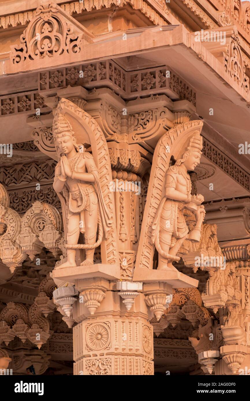 Architectural details of Swaminarayan temple in Diamond Harbour Rd, Kolkata, West Bengal, India Stock Photo