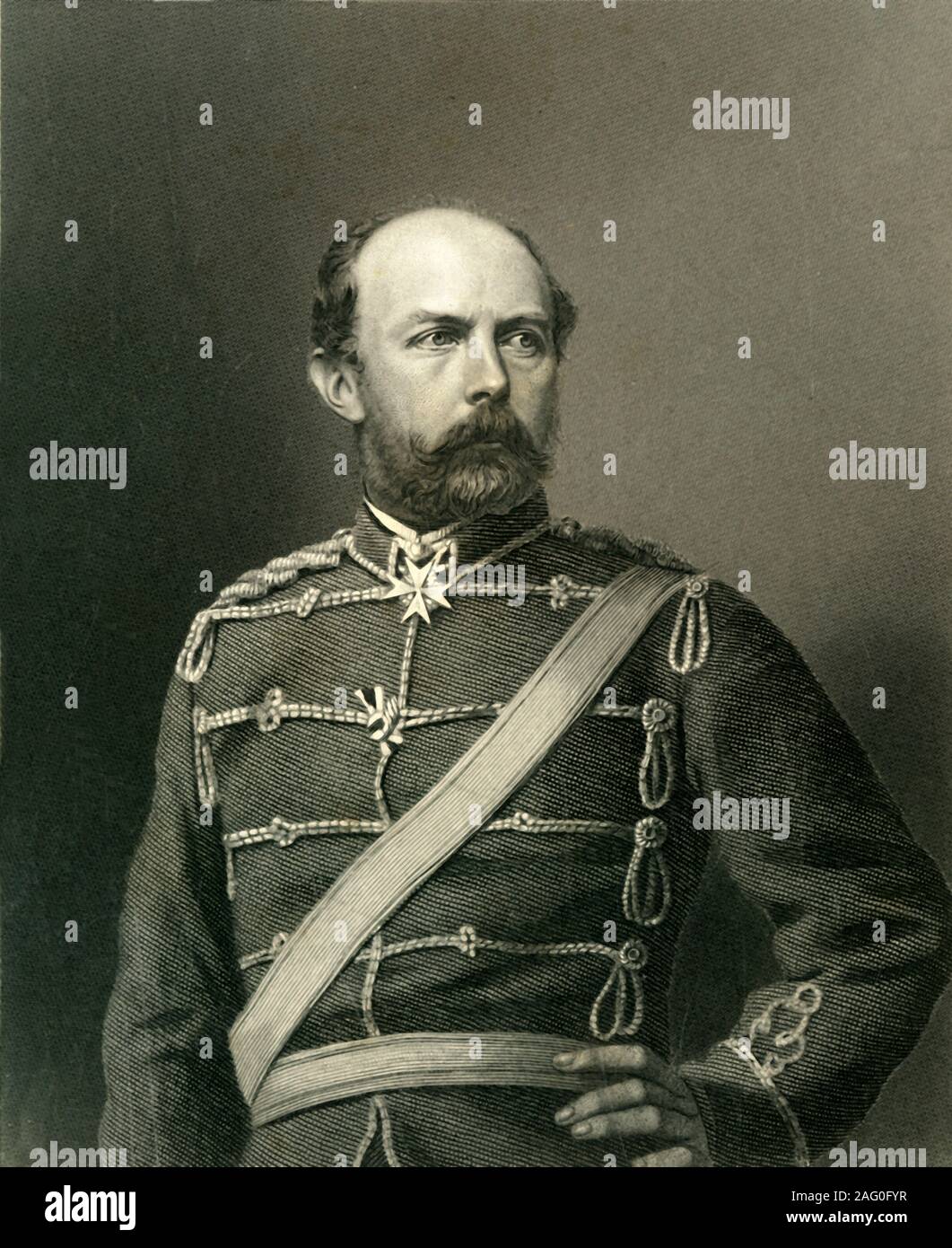 'Prince Frederick Charles', c1872. Portrait of Prince Frederick Charles of Hesse-Kassel (1868-1940), Prussian field marshal who married Princess Margarete of Prussia, granddaughter of Queen Victoria. From &quot;The Franco-Prussian War: its causes, incidents and consequences&quot;, Volume I, by Captain H M Hozier. [William Mackenzie, London, 1872] Stock Photo