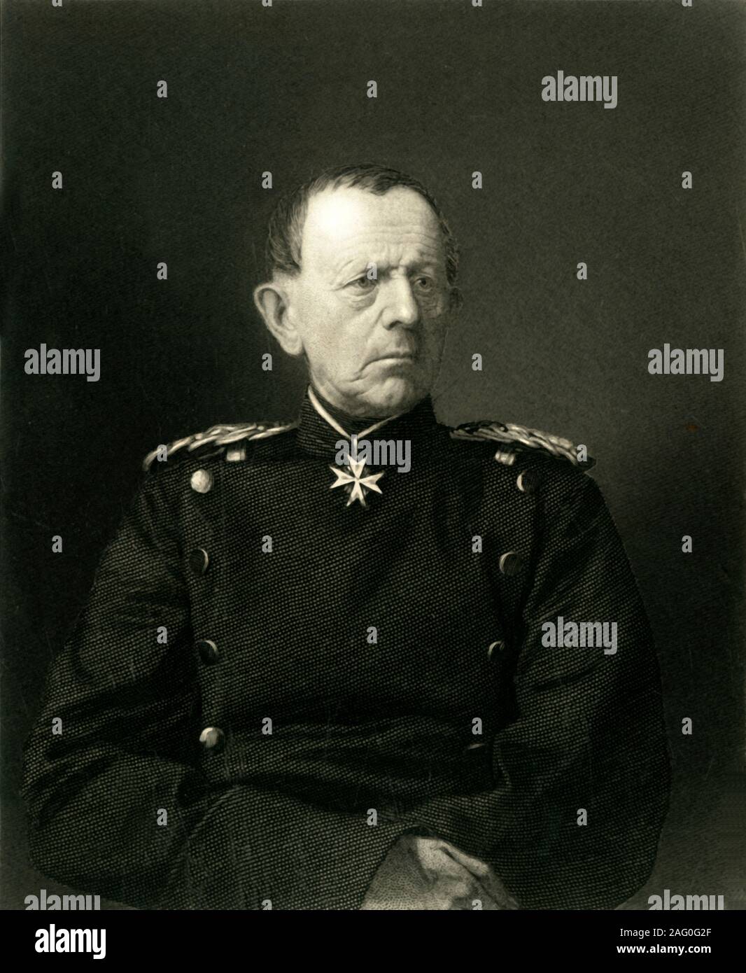 'General von Moltke', c1872. Portrait of German field marshal Helmuth von Moltke (1800-1891). The chief of staff of the Prussian Army for thirty years, he is regarded as the creator of a new, more modern method of directing armies in the field. From &quot;The Franco-Prussian War: its causes, incidents and consequences&quot;, Volume I, by Captain H M Hozier. [William Mackenzie, London, 1872] Stock Photo