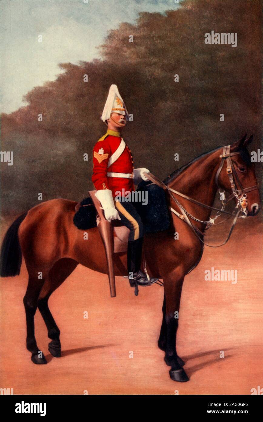 'Sergeant of the Inniskilling Dragoons', 1900. The 6th or Inniskilling Dragoons was a cavalry regiment in the British Army sent to South Africa after the outbreak of the Second Boer War in October 1899. From &quot;South Africa and the Transvaal War, Vol. IV&quot;, by Louis Creswicke. [T. C. &amp; E. C. Jack, Edinburgh, 1900] Stock Photo