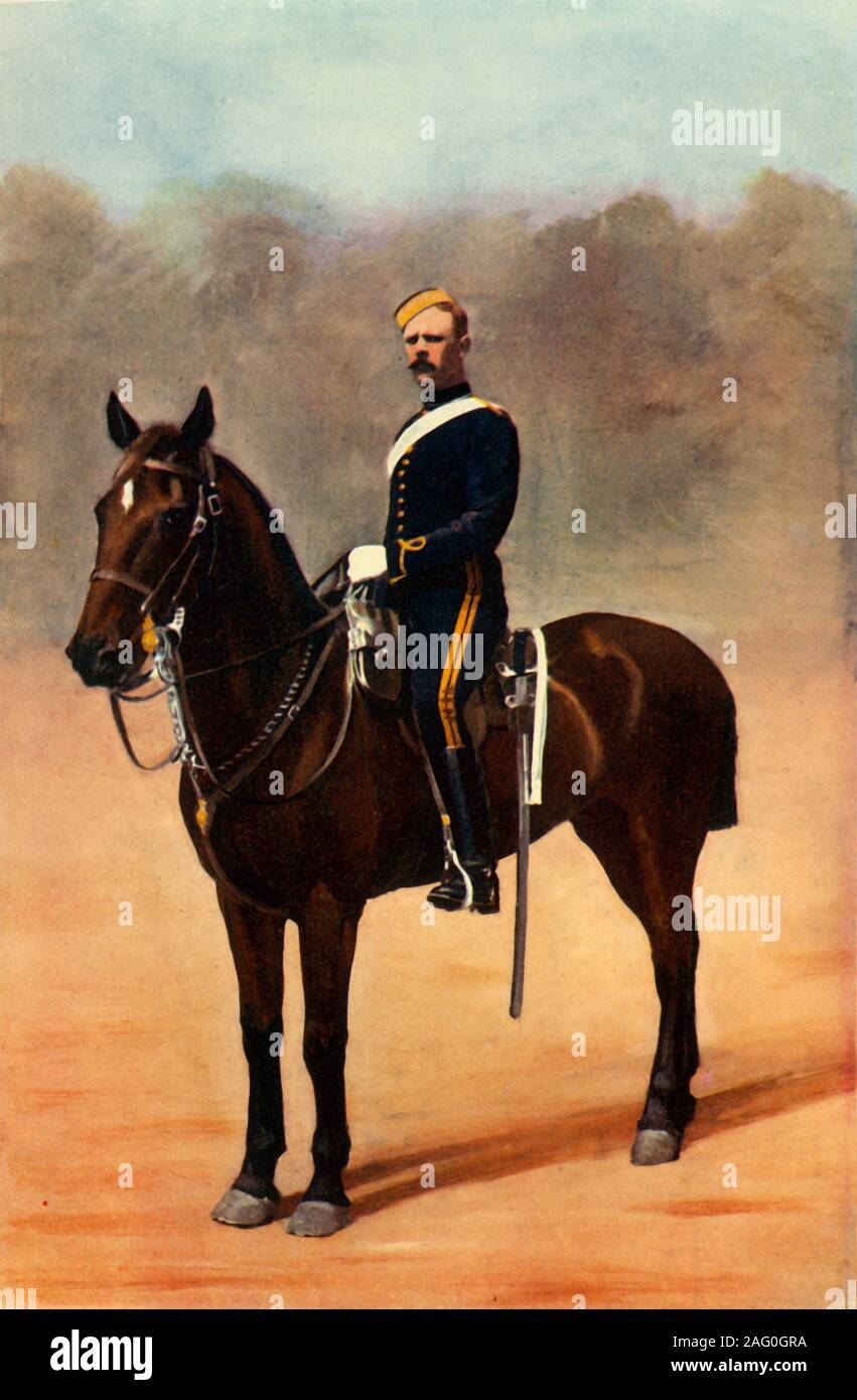 'Sergeant - 18th Hussars', 1901. 18th Royal Hussars, a cavalry regiment of the British Army  was deployed to South Africa in 1899 for service in the Second Boer War. From &quot;South Africa and the Transvaal War, Vol. V&quot;, by Louis Creswicke. [T. C. &amp; E. C. Jack, Edinburgh, 1901] Stock Photo