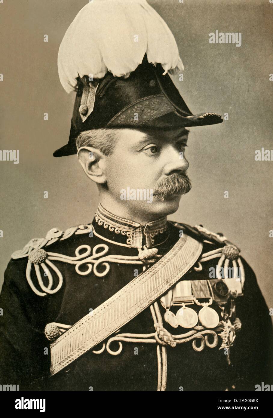 'Lieut.-Colonel Plumer', 1901. Herbert Charles Onslow Plumer (1857-1932) senior British Army officer who led the mounted infantry at the Relief of Mafeking during the Second Boer War and was promoted to colonel on 29 November 1900. From &quot;South Africa and the Transvaal War, Vol. V&quot;, by Louis Creswicke. [T. C. &amp; E. C. Jack, Edinburgh, 1901] Stock Photo