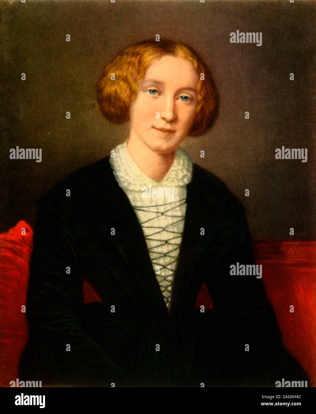 'George Eliot', c1850, (1942). Portrait of British author George Eliot (1819-1880), born Mary Ann Evans. Painting in the National Portrait Gallery, London. From &quot;English Women&quot;, by Edith Sitwell. [Collins, London, 1942] Stock Photo