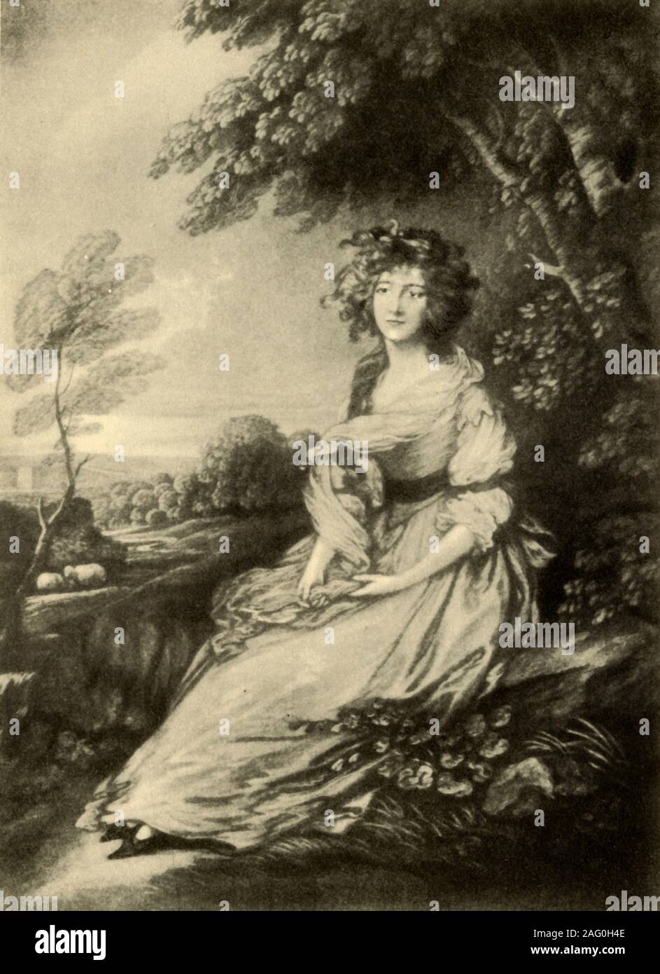 'Mrs. Sheridan', c1785, (1942). Portrait of Elizabeth Ann Sheridan (1754-1792), British singer and second daughter of the composer Thomas Linley. In 1772 she eloped with and married the playwright and politician Richard Brinsley Sheridan. From &quot;English Women&quot;, by Edith Sitwell. [Collins, London, 1942] Stock Photo