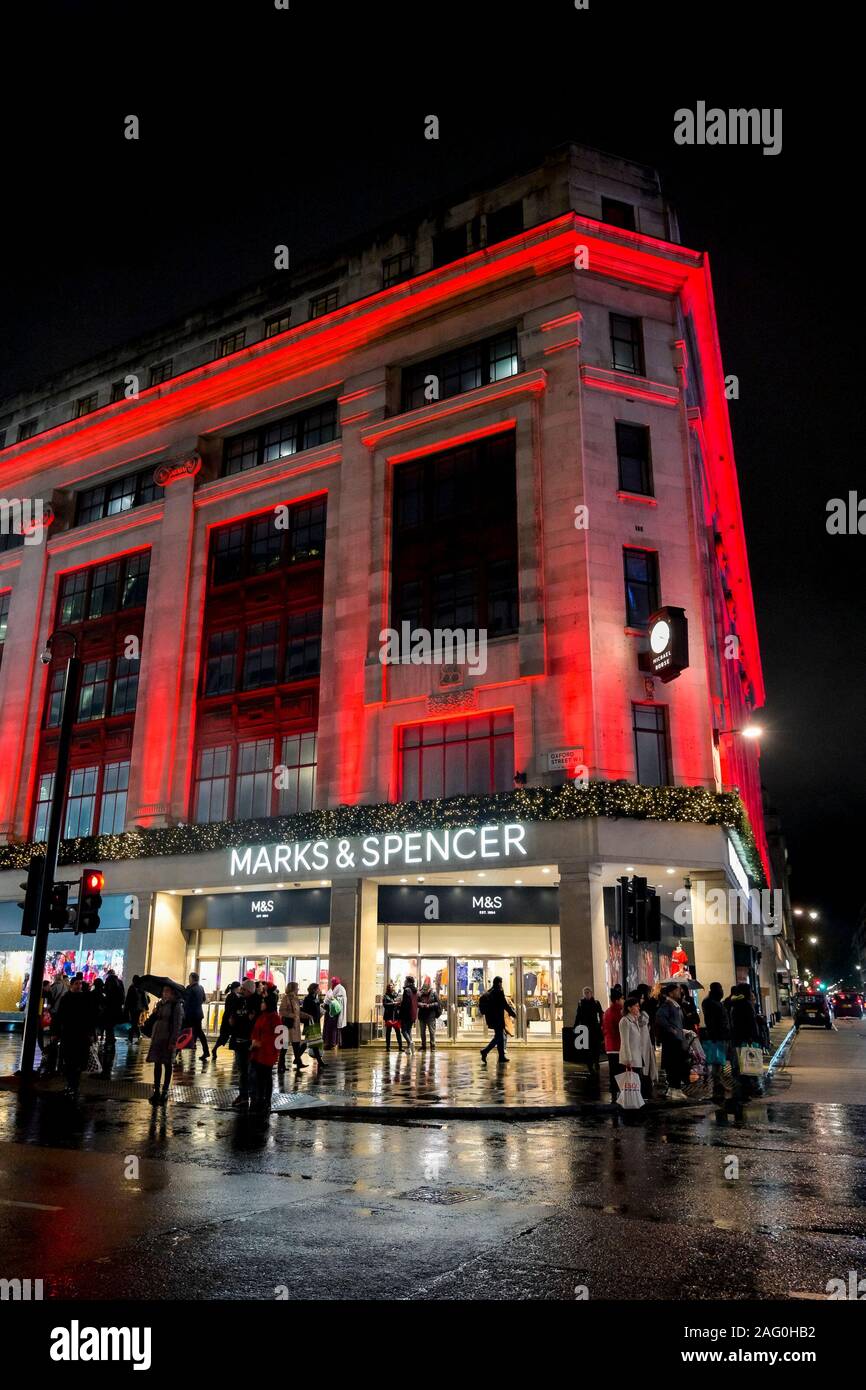 Marks and Spencer store, night, London, England, UK Stock Photo