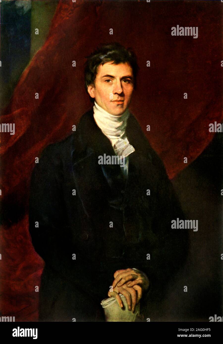 'Henry Brougham, 1st Baron Brougham and Vaux', 1825, (1944). Portrait of Scottish lawyer and politician Henry Brougham (1778-1868) who defended Queen Caroline at her trial in 1820. He worked for the establishment of London University and the first Mechanic's Institute, and the Society for the Diffusion of Useful Knowledge which published The Penny Magazine. In 1857 he founded the Social Science Association. Painting in the National Portrait Gallery, London. From &quot;British Portrait Painters&quot;, by John Russell. [Collins, London, 1944] Stock Photo