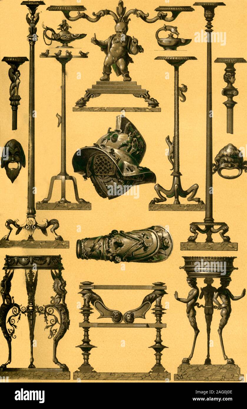 Roman metalwork, (1898). Examples of ancient Roman items made of bronze