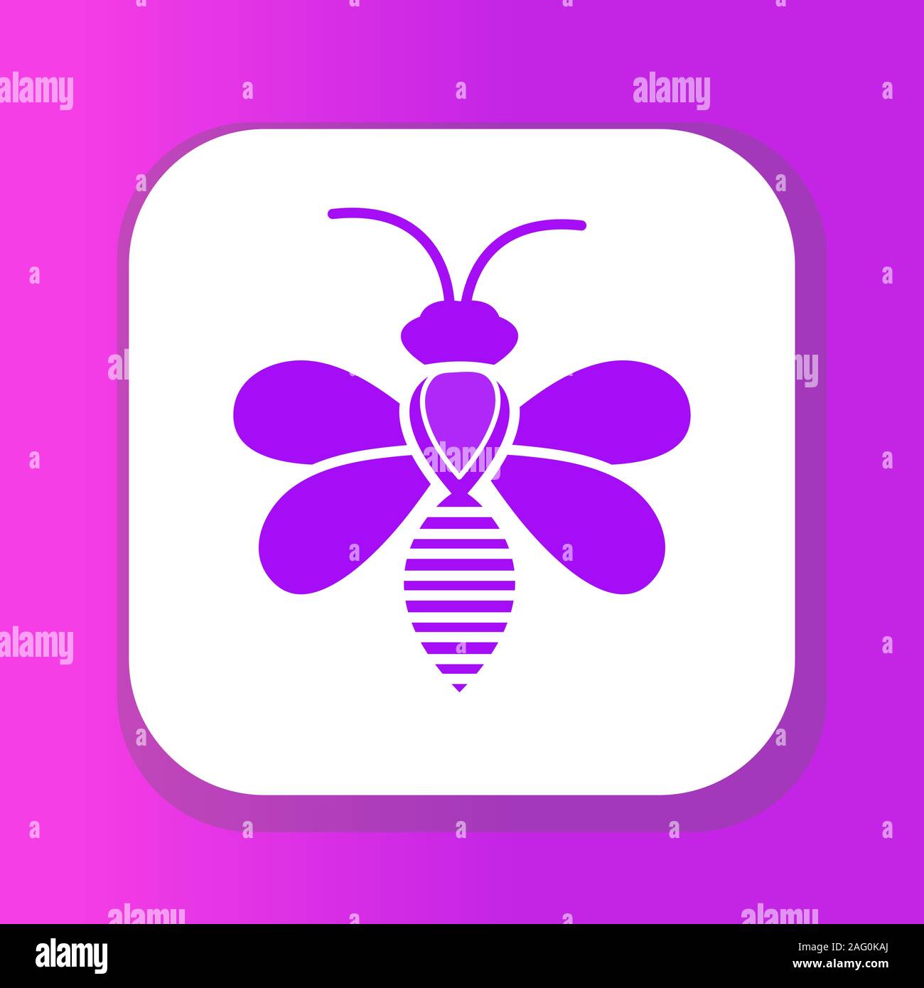 bee icon, flat style. Isolated on white background. Vector illustration ...