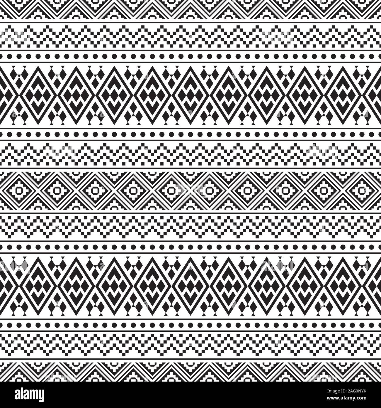 Seamless ethnic pattern in black and white color. Aztec tribal vector ...