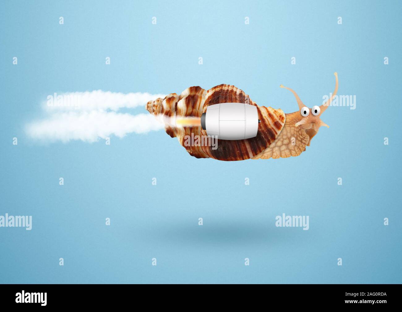 Speed and success concept, snail with jet Stock Photo