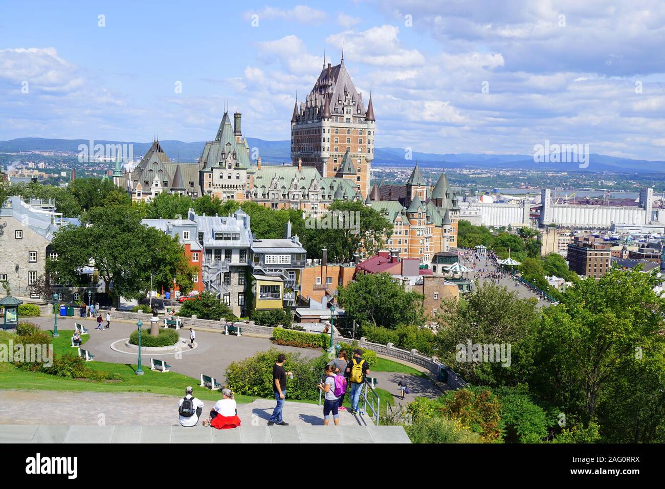 A distant view of The Fairmont Le Château Frontenac from Citadel, Old Quebec, Canada Stock Photo