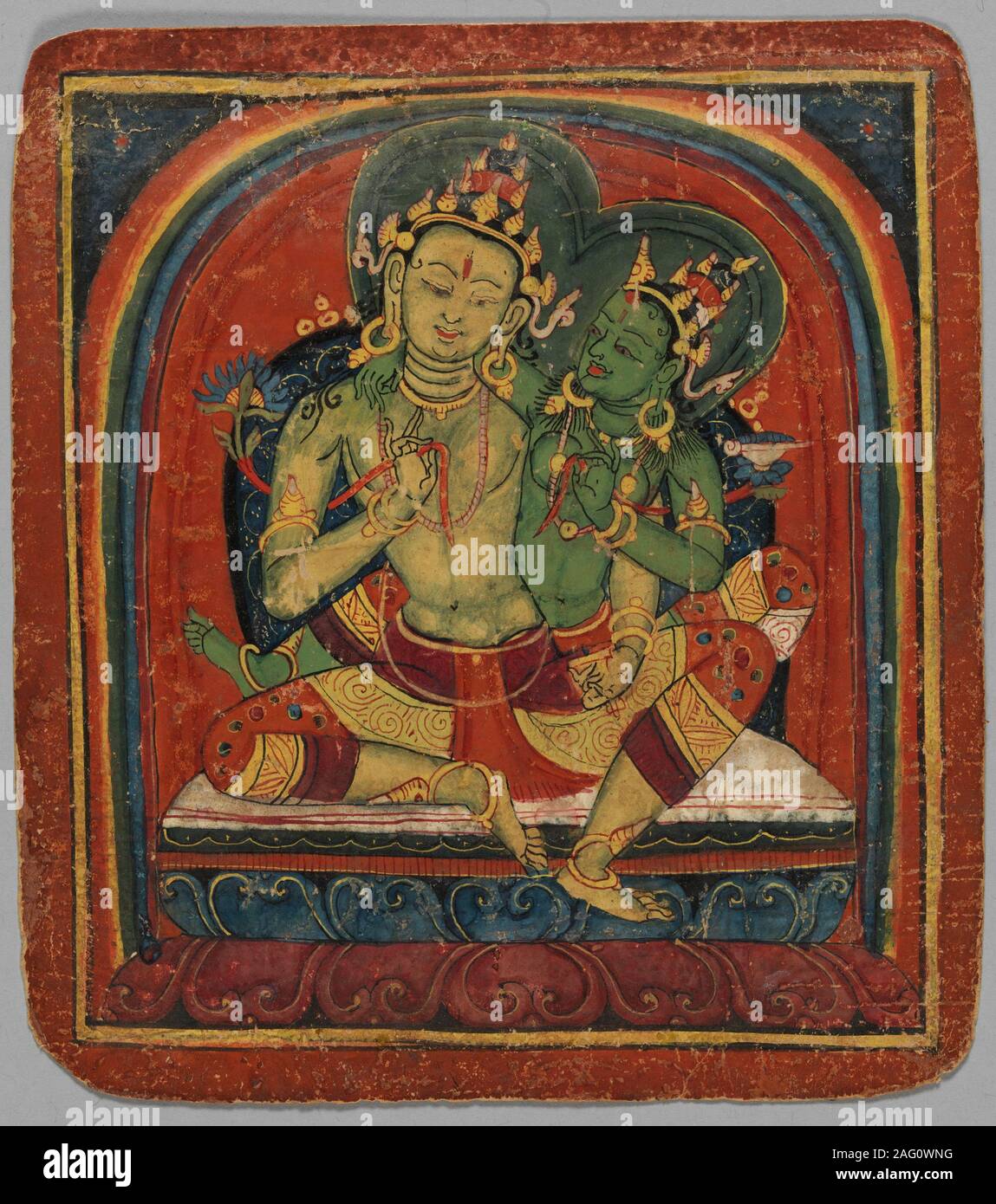 Initiation Card (Tsakalis): Manjushri, early 15th century. Stock Photo